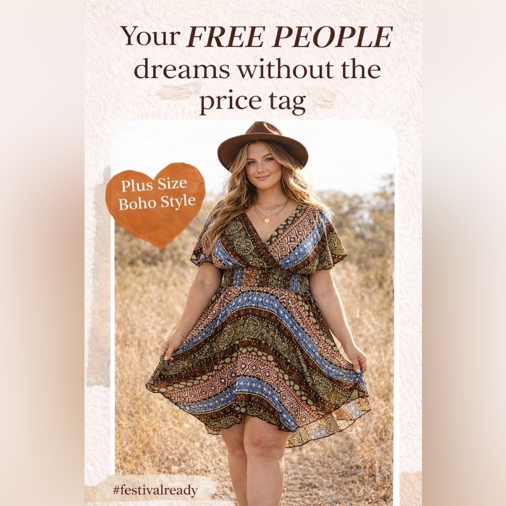 This Boho Handkerchief Hem Dress is Flowy Fun For Curvy Girls and Festival Ready